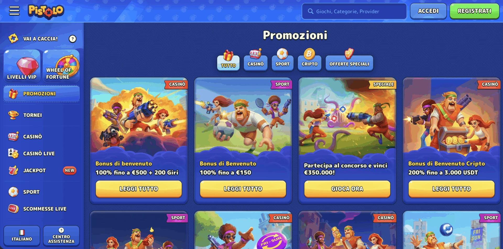 Panoramica delle promozioni su Pistolo Casinò